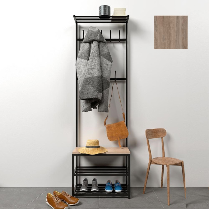 Передпокій CHC2 J3 Loft ДСП 1950*300*800 Чорний Матовий / Дуб Сонома Трюфель Метакам У-1