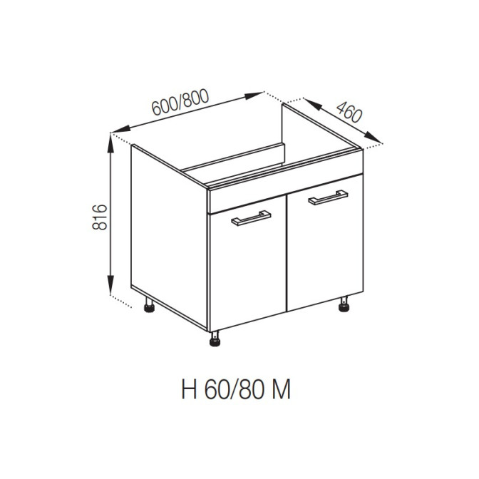 Кухонная секция нижняя Н 80М Марта Мир мебели