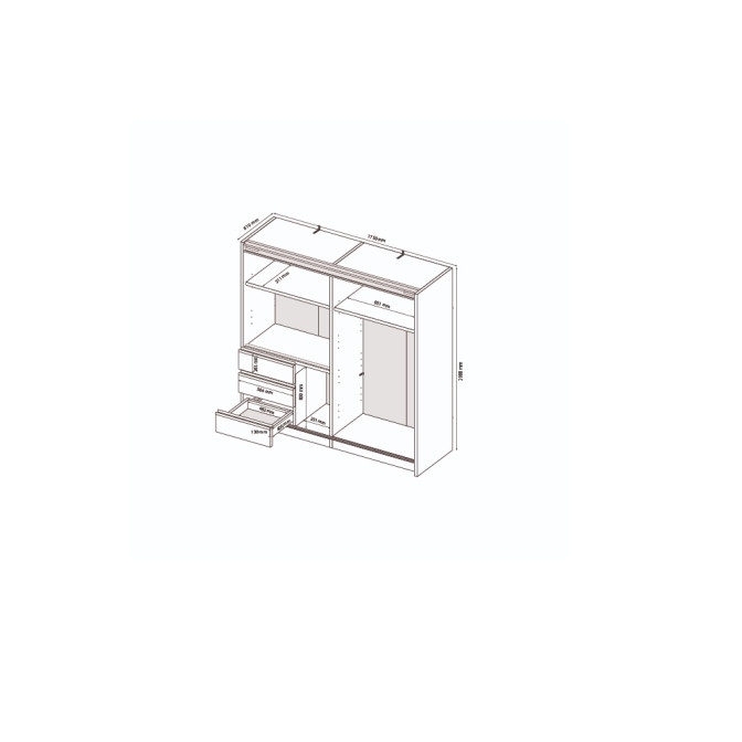 Шафа-купе 1,75х2,1м 2Дв із дзеркалом Тедді / Teddy Дуб Артизан MiroMark TD-25-OA