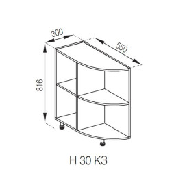 Кухонная секция нижняя Н 30КЗ Тина Мир мебели