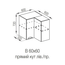 Кухонная секция верхняя 60*60 кут прямий Адель Люкс Мир мебели 