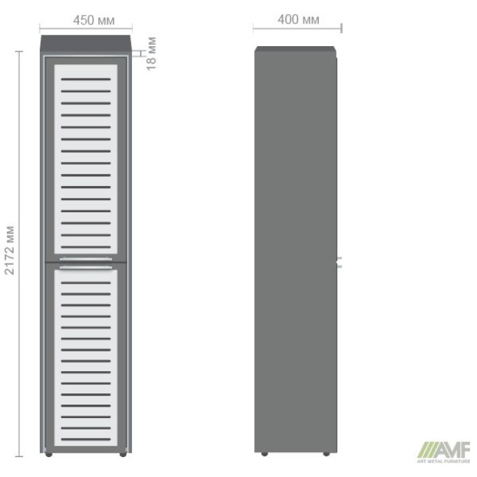 Пенал книжный Оникс 450х400х2172 Дуб Ценамон стекло AMF