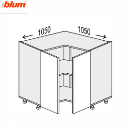 Кухонна секція Міленіум WG нижня Кут Н 90° 1050х1050/820 2дв Pro Blum ML-097W/01 MiroMark