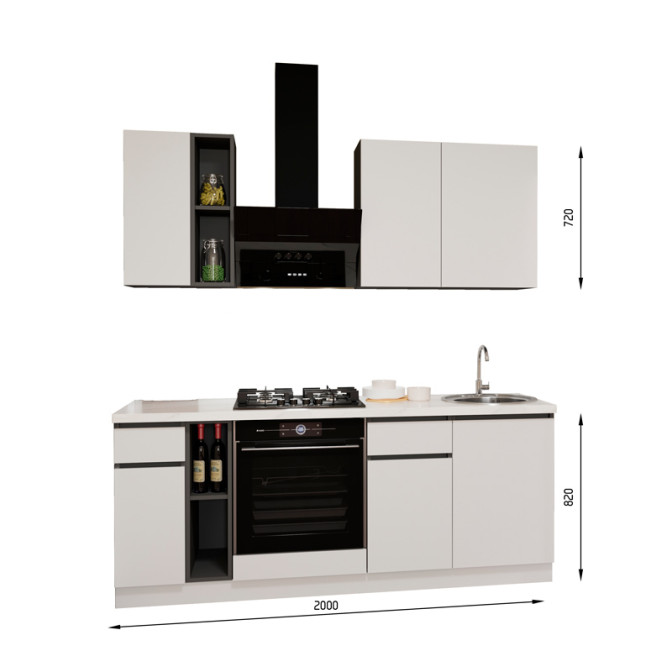 Кухня готова ДСП 2 Класик 2,0 м вбудована плита, окрема витяжка, без ручок Senam