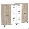 Шкаф Locker SIG - 606 - 1 (1850х420х1400мм) Черный графит / Вяз Либерти Дымчатый / Белый AMF