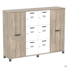 Шкаф Locker SIG - 606 - 1 (1850х420х1400мм) Черный графит / Вяз Либерти Дымчатый / Белый AMF