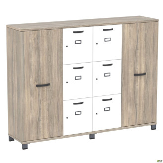 Шкаф Locker SIG - 606 - 1 (1850х420х1400мм) Черный графит / Вяз Либерти Дымчатый / Белый AMF