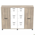 Шкаф Locker SIG - 606 - 1 (1850х420х1400мм) Черный графит / Вяз Либерти Дымчатый / Белый AMF