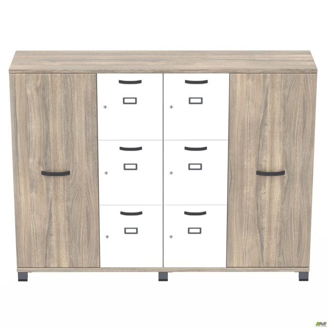 Шкаф Locker SIG - 606 - 1 (1850х420х1400мм) Черный графит / Вяз Либерти Дымчатый / Белый AMF