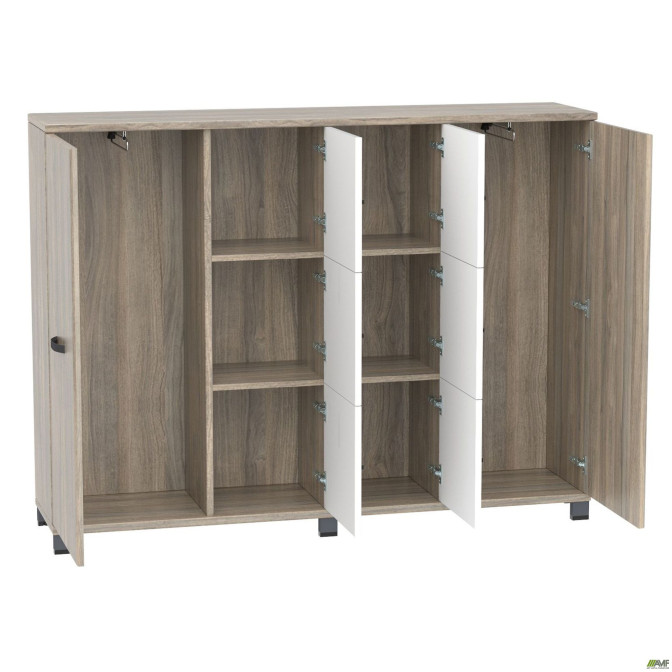 Шкаф Locker SIG - 606 - 1 (1850х420х1400мм) Черный графит / Вяз Либерти Дымчатый / Белый AMF