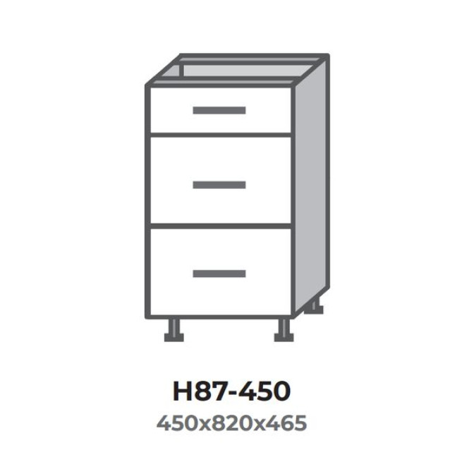 Кухонна секція Н87-450 нижня 450 три шухляди Модерн Еверест  