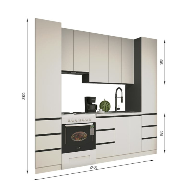 Кухня готова ДСП 3 Класик 2,4 м висота Н 900 плита окремо, без ручок Senam