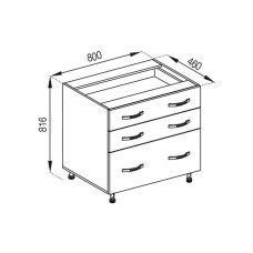 Кухонная секция нижняя Н 80 3Ш (2 + 1) LUX Оля Мир мебели
