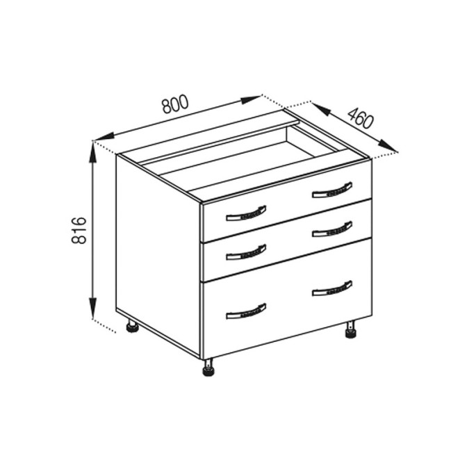 Кухонная секция нижняя Н 80 3Ш (2 + 1) LUX Оля Мир мебели