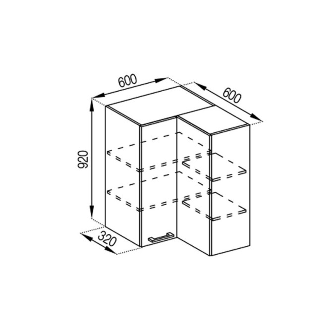 Кухонная секция верхняя 60*60 кут прямий (h-920) Марта Мир мебели 
