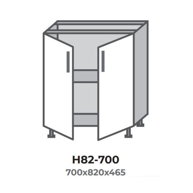 Кухонна секція Н82-700 нижня 700 два фасади Модерн Еверест  