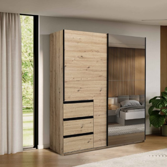 Шафа-купе 2,15х2,1м 2Дв із дзеркалом Тедді / Teddy Дуб Артизан MiroMark TD-26-OA