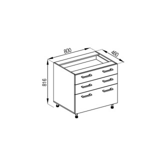 Кухонная секция нижняя Н 80 3Ш (2 + 1) LUX Марта Мир мебели