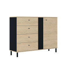 Комод 1Дв 4Ящ Дуб Артизан / Антрацит Тео Мир Мебели