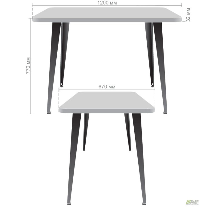 Стол Cherry 1200 (1200х670хН770) черный графит/Дуб Ливорно AMF