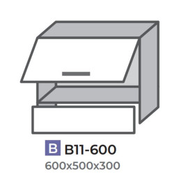 Кухонна секція В11-600 верхня 600 витяжка два фасади (600*360, 600*140) Оптима Еверест 