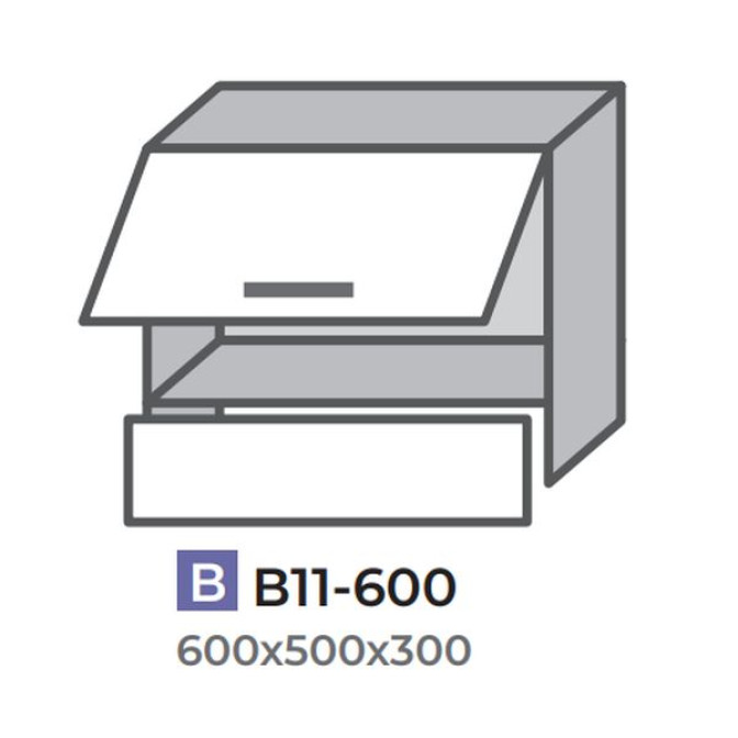 Кухонна секція В11-600 верхня 600 витяжка два фасади (600*360, 600*140) Оптима Еверест 