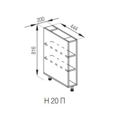 Кухонная секция нижняя полки Н 20 Тина Мир мебели  
