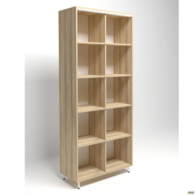Шкаф книжный открытый Delta DL - 901 (864х420х2078мм) Блэквуд Ячменный / Опора Белый беж AMF