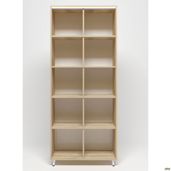Шкаф книжный открытый Delta DL - 901 (864х420х2078мм) Блэквуд Ячменный / Опора Белый беж AMF