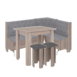 Кухонный комплект Адмирал Уголок  +  Стол нераскладной - 3  +  Табурет - 3 VIP Пехотин