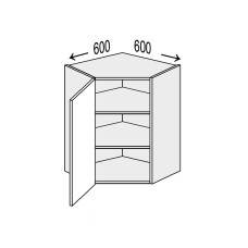 Кухонна секція Мері верхня Кут 45° 600х600/720 1дв MR-495W/9003gl MiroMark