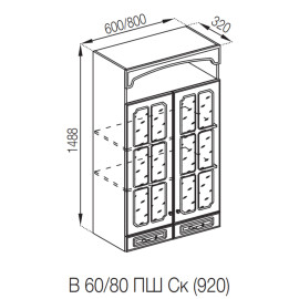 Кухонна секція верхня В 60 ПШ Ск (h-920) LUX Валенсія Світ меблів 