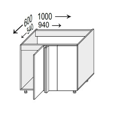 Кухонная секция Лео нижняя Угол Н 90° 1000х600/820 1дв LE-098W/06 MiroMark