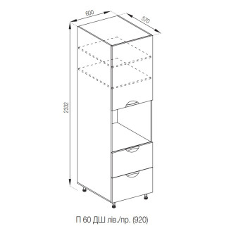 Кухонная секция пенал П 60 ДШ LUX (h-920) Адель Люкс Мир мебели