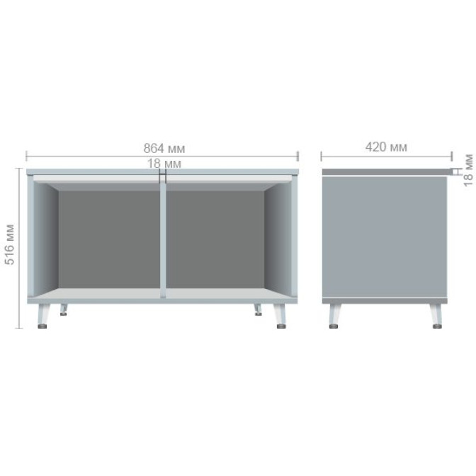 Шкаф книжный открытый Delta DL - 905 (864х420х516мм) Блэквуд Ячменный / Опора Белый беж AMF