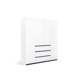 Шкаф 4Дв 3Ящ Дуо / Duo Супермат Белый - Глянец Антрацит MiroMark DU-14-WM