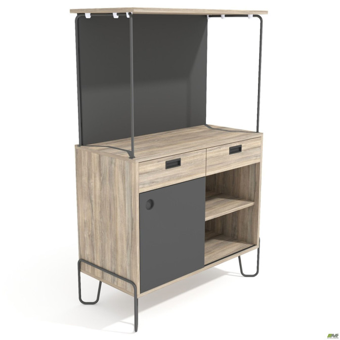 Coffee station Co-working (960х450х1497), Вяз либерти/Антрацит/Каркас черный графит AMF