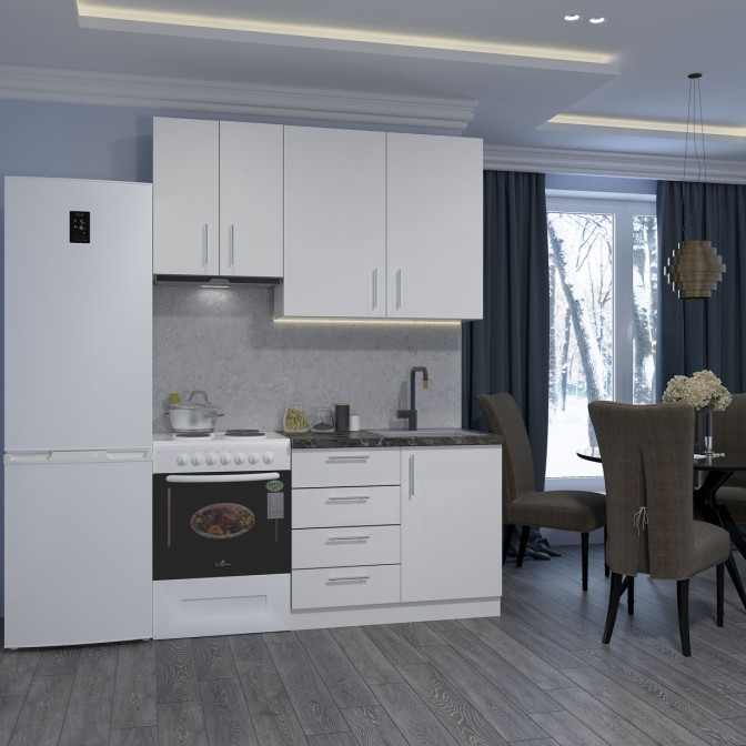 Кухня готова ДСП 3 Класик 1,6 м висота Н 900 плита окремо, із ручками Senam 