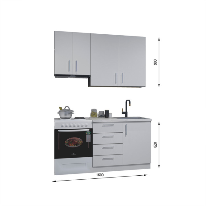 Кухня готова ДСП 3 Класик 1,6 м висота Н 900 плита окремо, із ручками Senam 