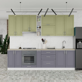 Кухня готова МДФ Бріджіт 2,8 м плівка H900 вбудована плита, вбудована витяжка, з ручками Senam