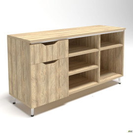 Тумба стационарная Delta DL-401L (1200х400х675мм) Блэквуд Ячменный / Опора Белый беж AMF
