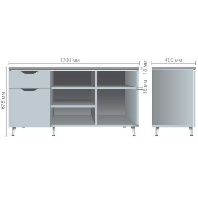 Тумба стационарная Delta DL-401L (1200х400х675мм) Блэквуд Ячменный / Опора Белый беж AMF