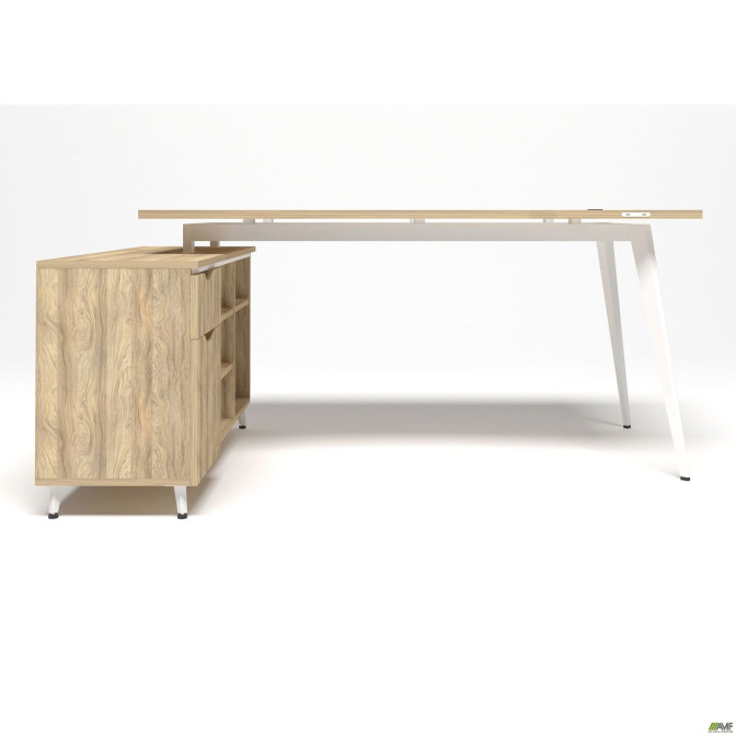 Рабочее место  +  USB Delta DL-100L (1790х1200х750мм) Блэквуд Ячменный Каркас белый / Опора белый беж AMF