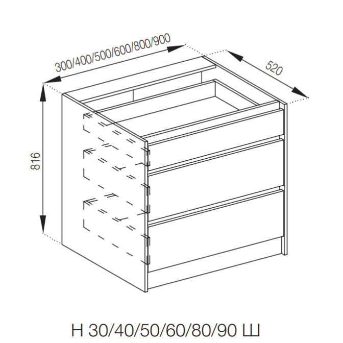 Кухонная секция нижняя Н 60 Ш Графити Мир мебели  