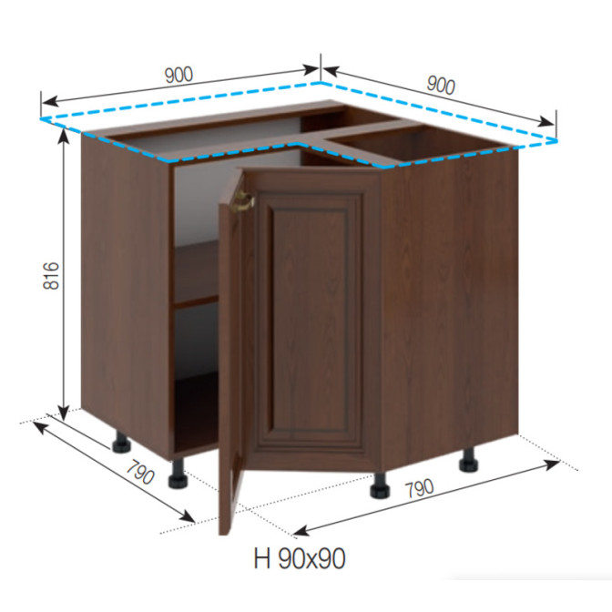 Кухонна секція нижня 90*90 Роксана Світ меблів