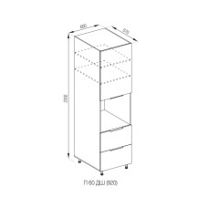 Кухонная секция пенал П 60 ДШ FAVORIT (h-920) Алиса Мир мебели