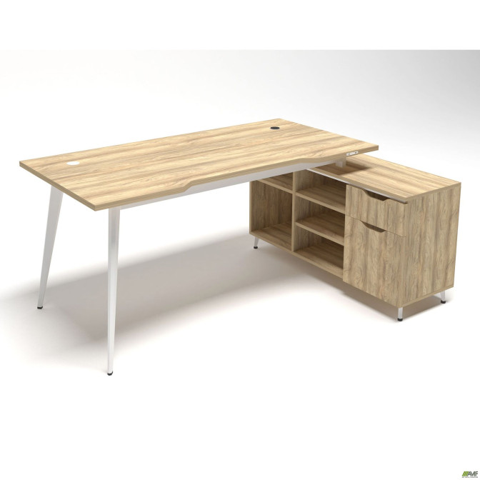 Рабочее место Delta DL-100R (1790х1200х750мм) Блэквуд Ячменный/Каркас белый/Опора белый AMF Рабочее место Delta DL-100R (1790х1200х750мм) Блэквуд Ячменный/Каркас белый/Опора белый AMF