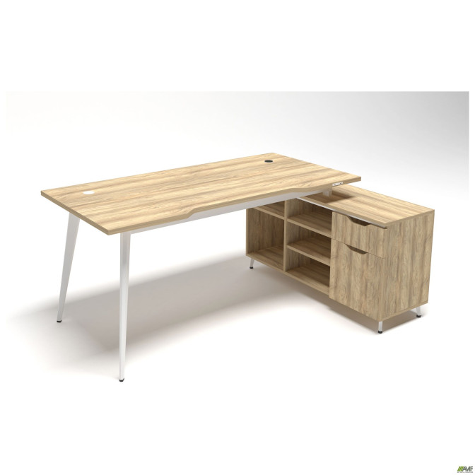 Рабочее место + USB Delta DL-100R (1790х1200х750мм) Блэквуд Ячменный/Каркас белый/Опора белый беж AMF Рабочее место + USB Delta DL-100R (1790х1200х750мм) Блэквуд Ячменный/Каркас белый/Опора белый беж AMF