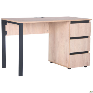Стіл комп'ютерний Pluto ST R (1200х600х750) Дуб Ендгрейн/Чорний графіт AMF