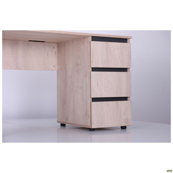 Стіл комп'ютерний Pluto ST R (1200х600х750) Дуб Ендгрейн/Чорний графіт AMF